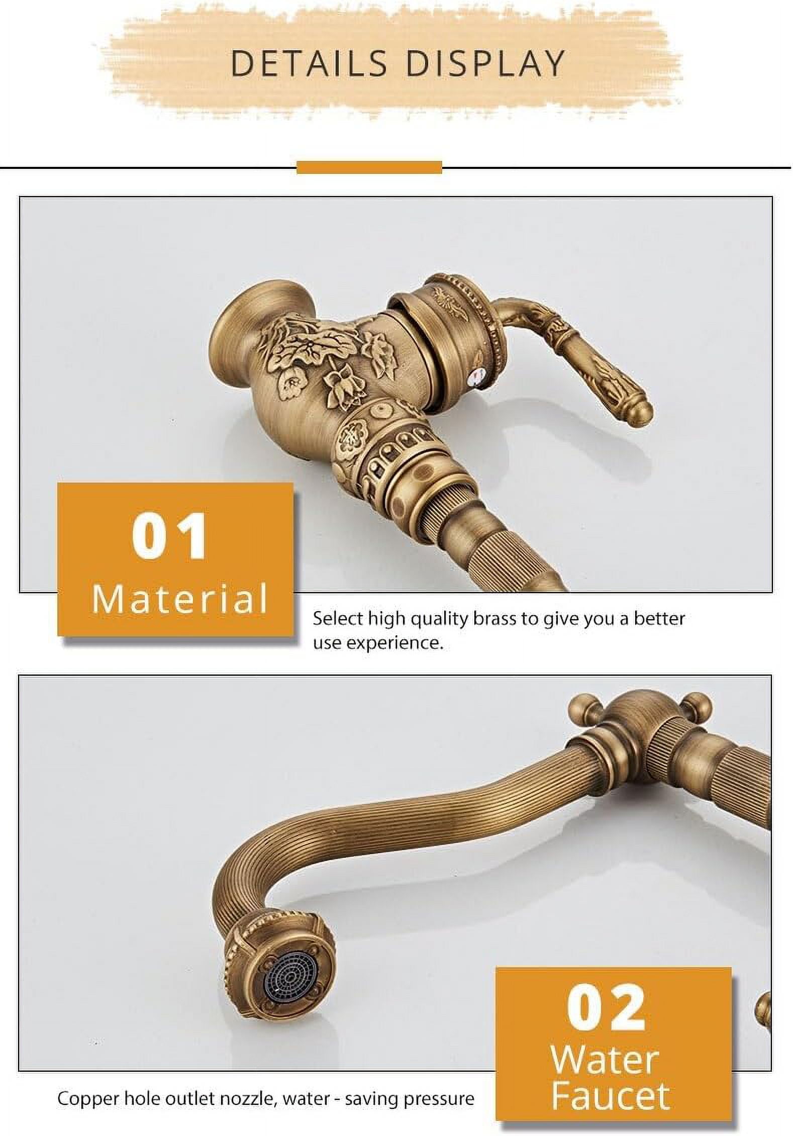 Basin Faucet Bathroom Sink Faucet Single Handle Brass and Ceramic Gold Vintage Hot Cold Mixer Tap Crane Luxury Gold Finished