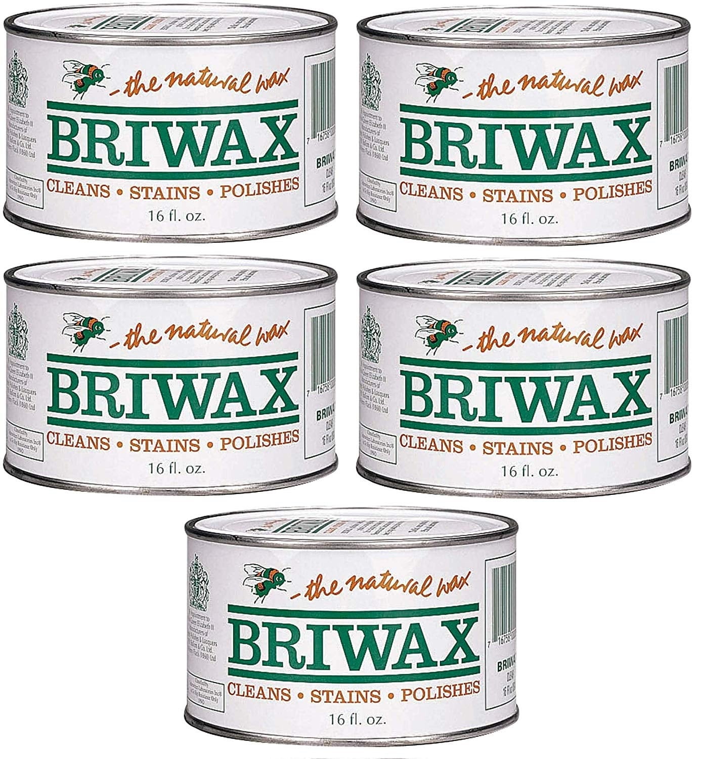 Briwax Furniture Wax Polish & Wood Polish Clear (5 Pack)