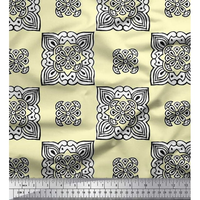 Soimoi Moss Tissu Georgette Floral Imprimé au Mètre 42 Pouces de Large