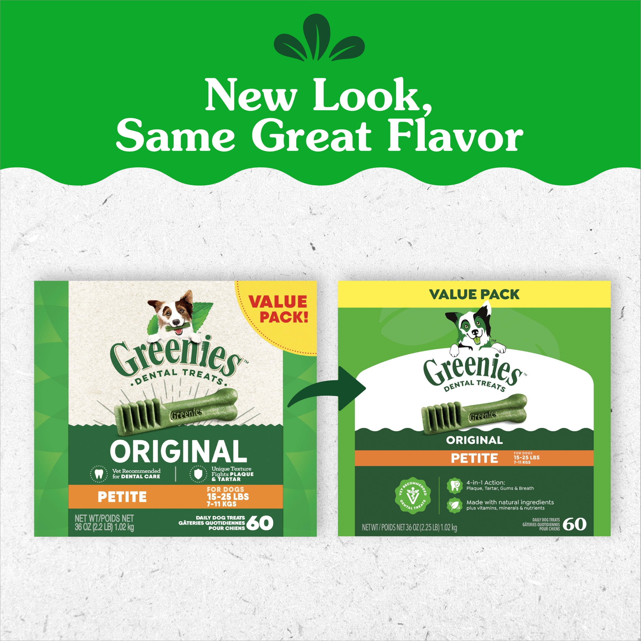 (4 pack) Greenies Original Flavor Adult Natural Dental Dog Treats Petite Size, 36 oz Pack (60 Count)