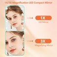 thumbnail image 2 of HLONK Compact Mirror with Light and Magnification 1X/3X  Portable LED Travel Makeup Mirror Mini Foldable Magnetic Closing Pocket Mirror Handheld Compact Purse Mirror for  Girls  Green, 2 of 7