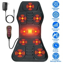 Back Massager with Heat and Vibration 3 Heat Levels 8 Massage Modes 9 Vibration Motors Back Massager Pad for Chair Holiday Gifts