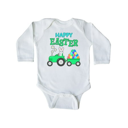 

Inktastic Happy Easter bunny and tractor Gift Baby Boy or Baby Girl Long Sleeve Bodysuit