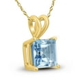 thumbnail image 2 of SZUL Women's 14K Yellow Gold 5MM Square Aquamarine Pendant, 2 of 5