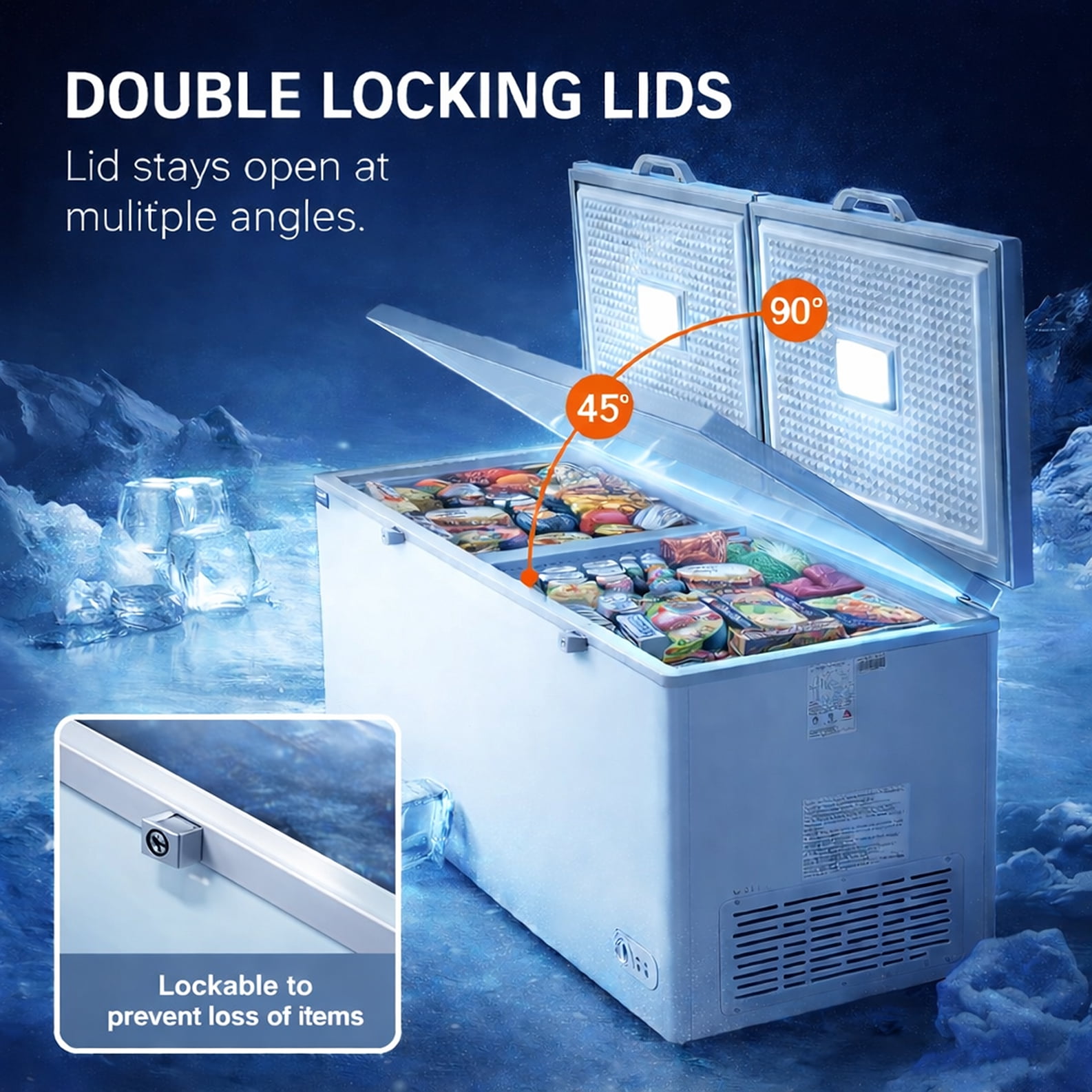 Commercial Chest Freezer 35 Cu Ft (985L), 115V, R290 Refrigerant, Heavy-Duty Double Lid Deep Freezer with Casters – 60Hz, Energy Efficient, ETL Certified