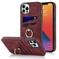 thumbnail image 1 of Allytech for iPhone 12 Pro Max 6.7 inch Slim Card Slots Case,Luxury PU Leather and Soft TPU Shockproof Anti-Scratch and Anti-Drop Finger Ring Stand Back Phone Cover.For iPhone 12 Pro Max,Winered, 1 of 8