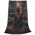 thumbnail image 2 of Balery Garden Meditating Weasel Manta de Felpa Suave y Acogedora – Cobija de Franela Aterciopelada para Cama, Lavable y Cálida para Sofá, Mascotas, Transpirable-40"x30", 2 of 7