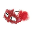 thumbnail image 1 of Unique Bargains 1 Pce Masque Demi-Visage Princesse à Plumes pour Fête Masquée Rouge, 1 of 5