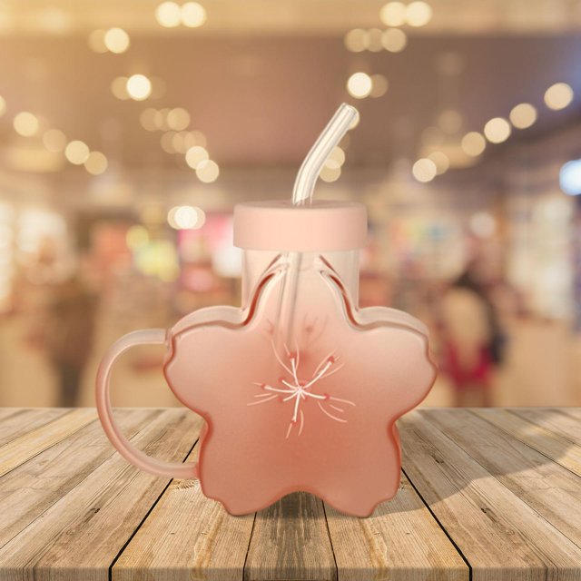 Taza de flores con tapa, regalo de cumpleaños, tazas de té, reutilizable, portátil, elegante, de cristal, con forma de para el hogar, Macarena Taza de café