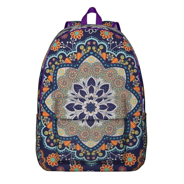 Chic Paisley Backpack with Artistic Mandala, Vintage Floral and Ethnic Abstract Prints