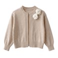 thumbnail image 5 of Xdegoge Girls Cardigan Sweaters Crewneck Long Puff Sleeve Open Front Knit Outerwear Cute Fall Winter Chunky Sweater Tops Warm Casual Knitwear for Kids School Wear, 5 of 8