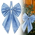 thumbnail image 2 of WMGHA Christmas Tree Topper Bow Wreath, 10 x 7 Inches Large Grid Bow Tree Topper,Christmas Wreath for Tree Indoor/Outdoor Christmas Decoration, 2 of 9