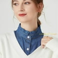 thumbnail image 2 of LoudSung False Collar Detachable Half Shirt Blouse Fake Collar Lacing Denim Dickey Collar Elegant Design for Women Girls, 2 of 7