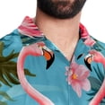thumbnail image 5 of Flamingo Tropical Rainforest Men's Hawaiian Short Sleeve Printed Button Down Poplin Casual Summer Beach Shirt, Unisex, 5 of 6