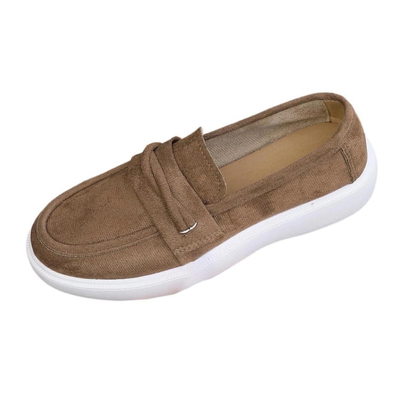 Lovskoo Womens Vintage Loafers Round Toe Solid Color Comfort Slip On Flats