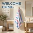 thumbnail image 6 of Unique Bargains Absorbent Stripe Ultra Soft Cotton Bath Towel Pink 55" x 28", 6 of 8