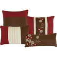 thumbnail image 3 of 7 Piece Comforter Brown Beige Red Floral Striped Modern Bedding Set Reb / Brown / Beige - Queen, 3 of 4