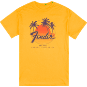Genuine Fender Palm Sunshine Unisex T-Shirt, Marigold, Yellow Small #9190119306