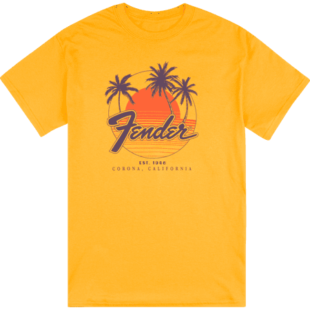 Genuine Fender Palm Sunshine Unisex T-Shirt, Marigold, Yellow Small #9190119306