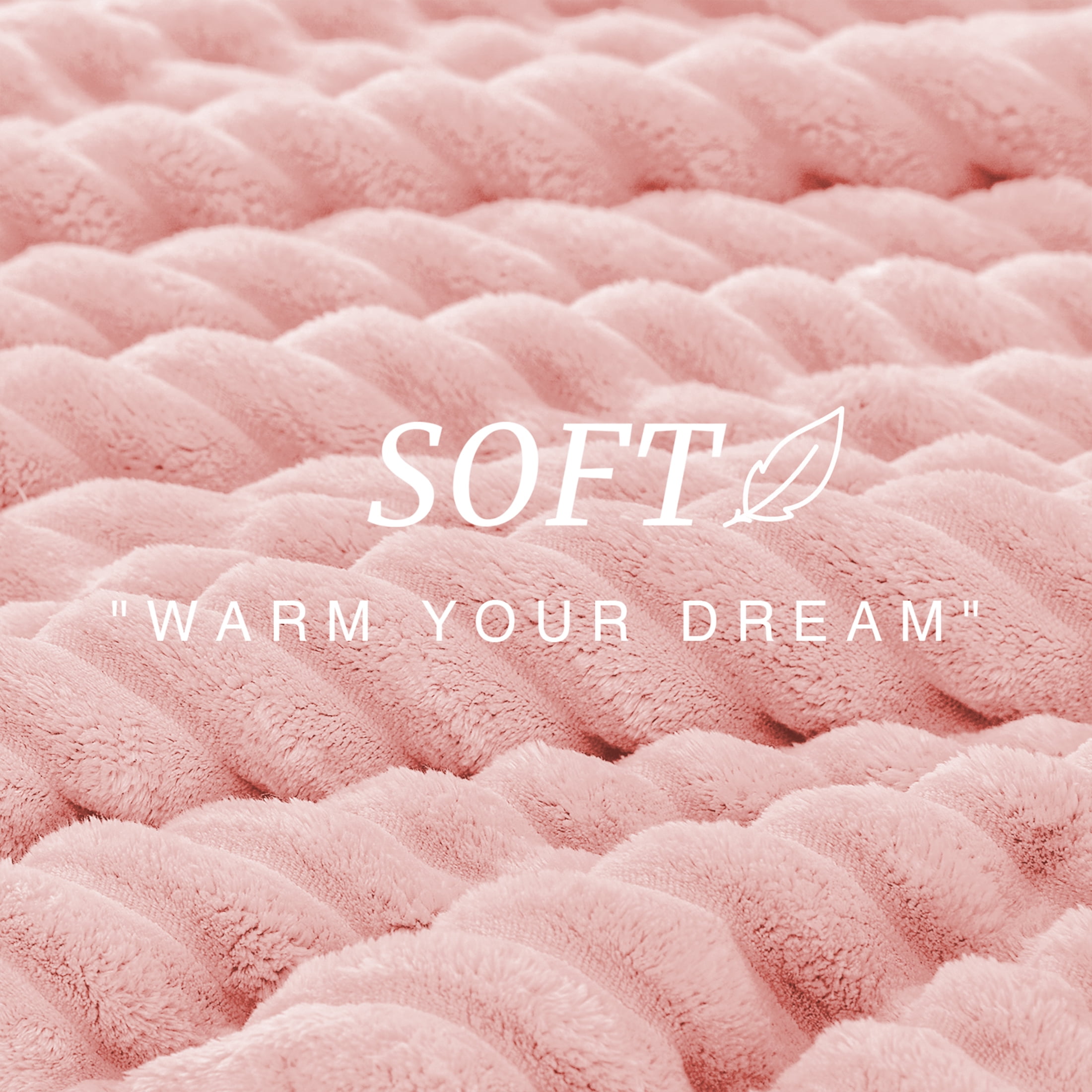 Love's cabin Fleece King Size Comforter Set 3-Piece - Super Soft Faux Fur Stripe Jacquard Bedding, 1 Warm Winter Fluffy Comforter with 2 Pillowcases, Pink