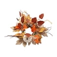 thumbnail image 2 of Halloween Candle Wreath Maple Leaves Roses Candle Holder Decor Tabletop Centerpiece Fall Harvest Party Ornament Thanksgiving Halloween Home Entryway Coffee Table Decoration, 2 of 6