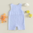 thumbnail image 6 of Newborn Baby Cotton Mesh Bodysuit for 0-3 Months Baby Newborn Baby Boys Sleeveless Seersucker Romper Straps Overalls Jumpsuit Summer Smocked Clothes, 6 of 7