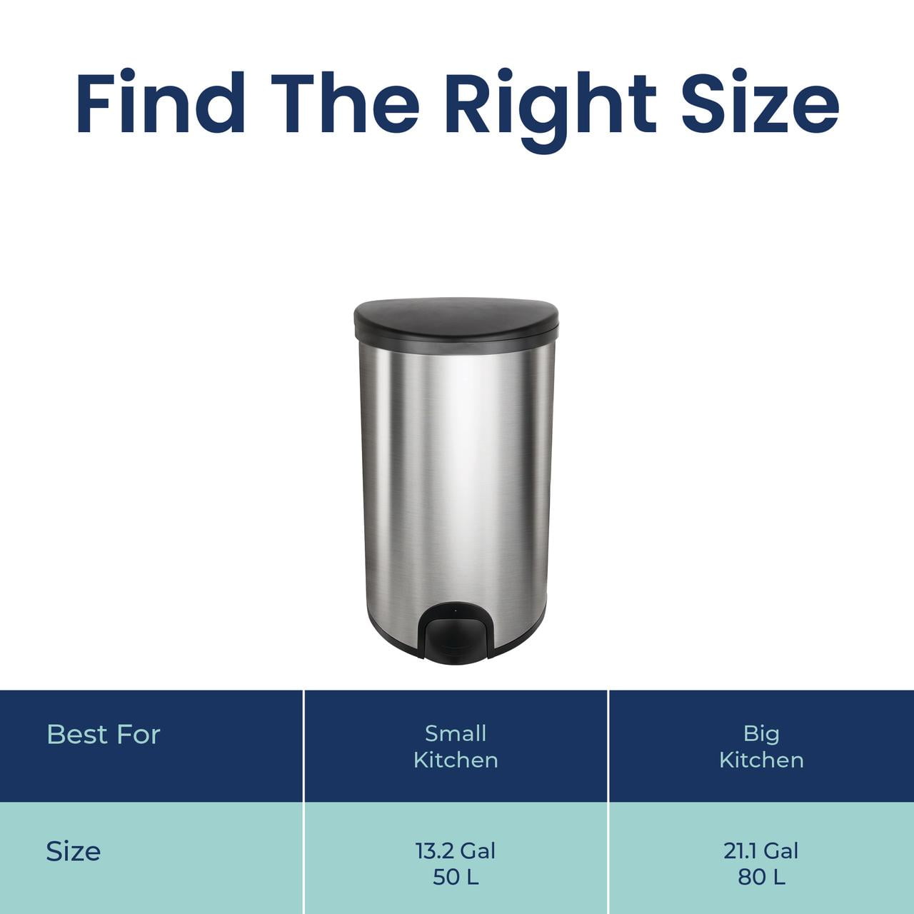 Nine Stars Toe Touch Automatic Trash Can, 13 Gallon Stainless Steel, Foot Sensor Hands-Free Soft-Close Lid Garbage Bin, Silver