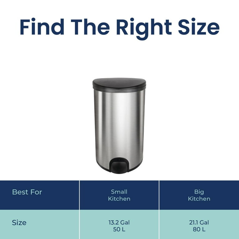 Nine Stars Toe Touch Automatic Trash Can, 13 Gallon Stainless