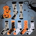 thumbnail image 2 of COOPLUS Halloween Socks for Women Pumpkins Ghosts Print Funny Crew Socks 5 Pairs, 2 of 9