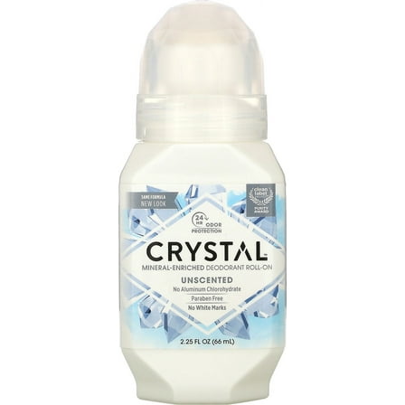 Crystal Mineral Body Deodorant Roll-On, Unscented 2.25 oz (Pack of 2)