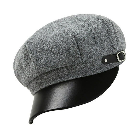 Raindrops 1Pc Womens Light Grey Woolen Octagonal Cap Winter Vintage Style Peak Hat