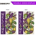 thumbnail image 4 of Mardi Gras Garden Flag 12.5 x 18 Inch, Fleur de Lis Beads Masquerade Mask Carnival Celebration Double Sided Decorative Flag For Outside Yard Lawn Outdoor Decoration GB016-12, 4 of 6