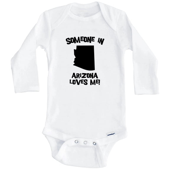 Someone In Arizona Loves Me State Silhouette Cute One Piece Baby Bodysuit - One Piece Baby Bodysuit (Long Sleeve), 0-3 Months White