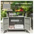 thumbnail image 4 of Wicker Outdoor Storage Cabinet, Patio Deck Storage with Doors & Shelf, Pool Towel Organizer, Weather Resistant, Gray, 4 of 9