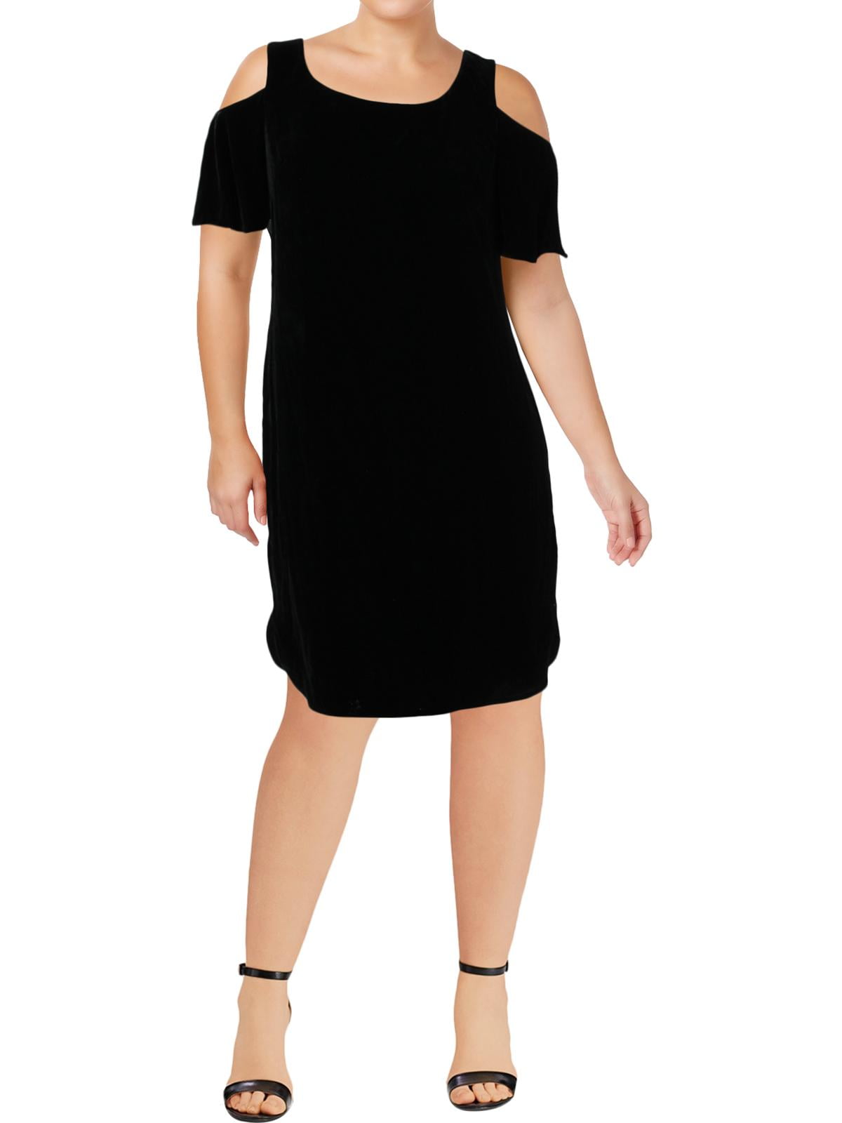 black cold shoulder cocktail dress
