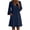 Navy, variant on Iyufng Dresses for Women Casual Solid Color Cotton Linen Blend Dress V-Neck 3/4 Bell Sleeve Dress
