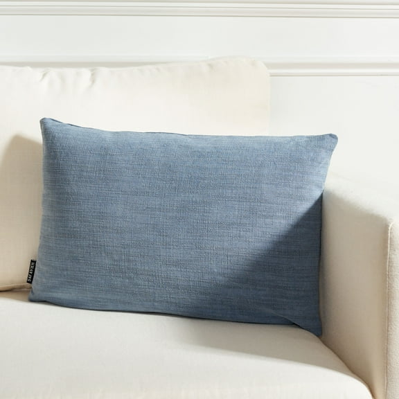 SAFAVIEH Idalena Solid Pillow, 12" x 20", Blue Grey