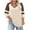 Beige, variant on Women's Printed V-Neck Raglan Three Quarter Sleeve T-Shirt, Loose Fit Casual Top with Shoulder Wiping Design for Spring Summer Daily Wear