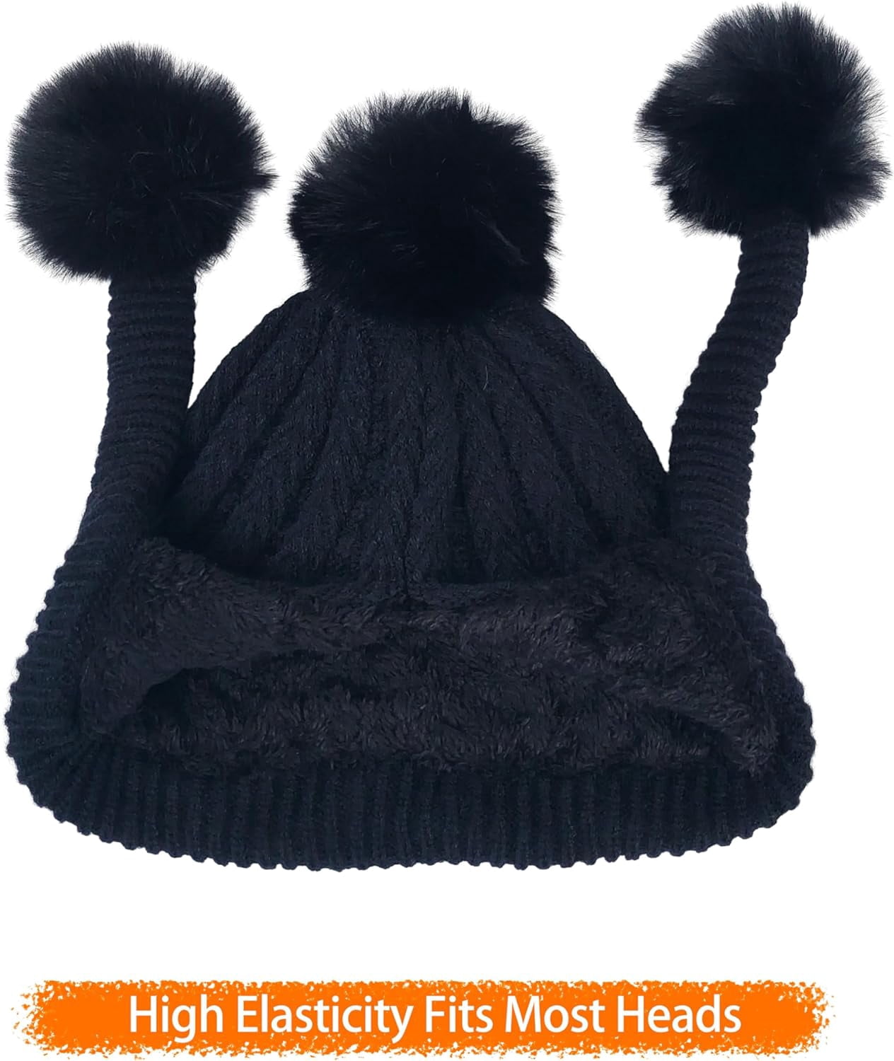 Zhengup Women Winter Beanie Hat Circle Scarf Set Pompoms Peruvian Ski Snow Ear Flaps Sherpa Knit Hats Fleece Lined,S to M Size Head
