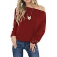 thumbnail image 2 of gakvbuo Off The Shoulder Tops For Womens Sexy Long Sleeve Shirts Oversized Casual Batwing Sweaters Pullover Tunic Tops, 2 of 5