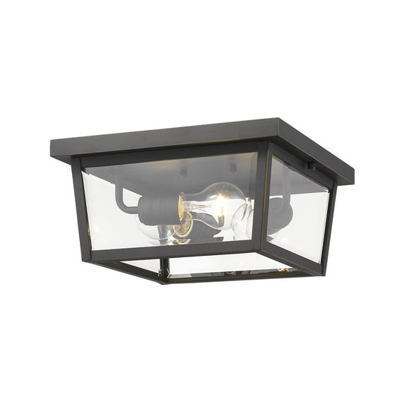 3 Light Outdoor Flush Mount In Transitional Style 12 Inches Wide By 6 Inches High-Oil Rubbed Bronze Finish Z-Lite 568F-Orb