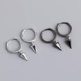 thumbnail image 3 of QQTDFG Punk Dangle Spikes Sterling Silver Huggie Hoop Drop Earrings F1271-Gray-black, 3 of 9