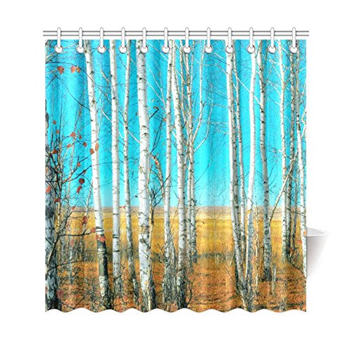 Cortina de Ducha ABPHQTO Birch Grove 160x180 cm Tejido de poliéster Decoración para el hogar