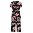 thumbnail image 5 of NominalSnug Pajama Sets for Women Short Sleeve Sleepwear Wide Leg Capri Pants Loungewear Graphic Print Pjs Set, 5 of 8