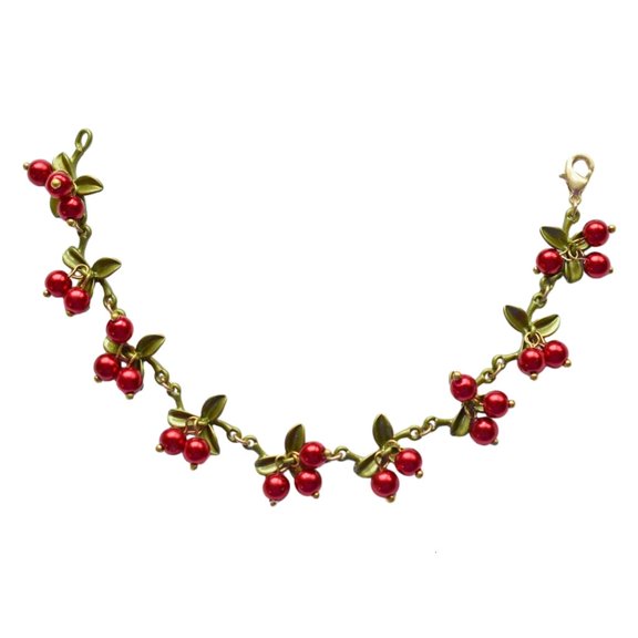 Giaone Colorful Beaded Plant Leaves Fruit Peach Cranberry Bracelet for Women Jewelry