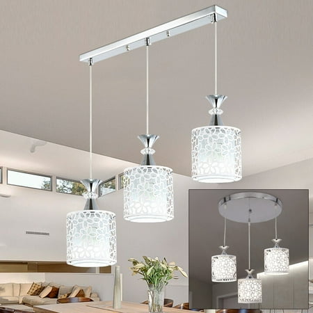 

Anqidi 3 Lights Petal Chandelier White Modern LED Pendant Lamp for Kitchen Dining Room (Rectangular Base)