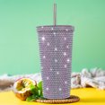 thumbnail image 1 of Taza de agua con aislamiento de 500 ml, taza aislada con diamantes de imitación brillantes para viajes al aire libre, 1 of 8