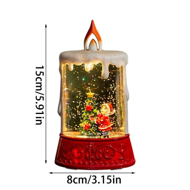 Christmas Glowing Water-Filled Candle Lantern Decor Gift For Seniors Water Feature Lamp Desktop Ornament Christmas Tree 85ml