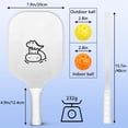 thumbnail image 3 of Pickleball Paddles Set Of 1, Fiberglass Surface, Cute Animals & Graffiti Print, 1 Paddle, 2 Balls & Bag, 3 of 5