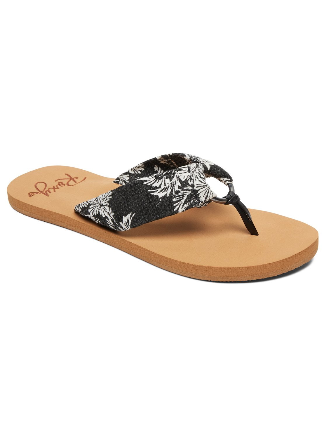 Roxy Womens Paia III Casual Thong Beach Sandals - Black/White - Walmart.com